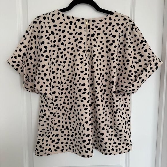 MELLODAY | Polka Dot Short Sleeve Blouse - Picture 2 of 9